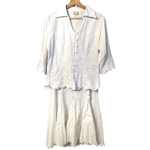 Giocam Womens Beachy 2 Piece Skirt Set Sz S/L Boho Cottagecore Coastal Resort